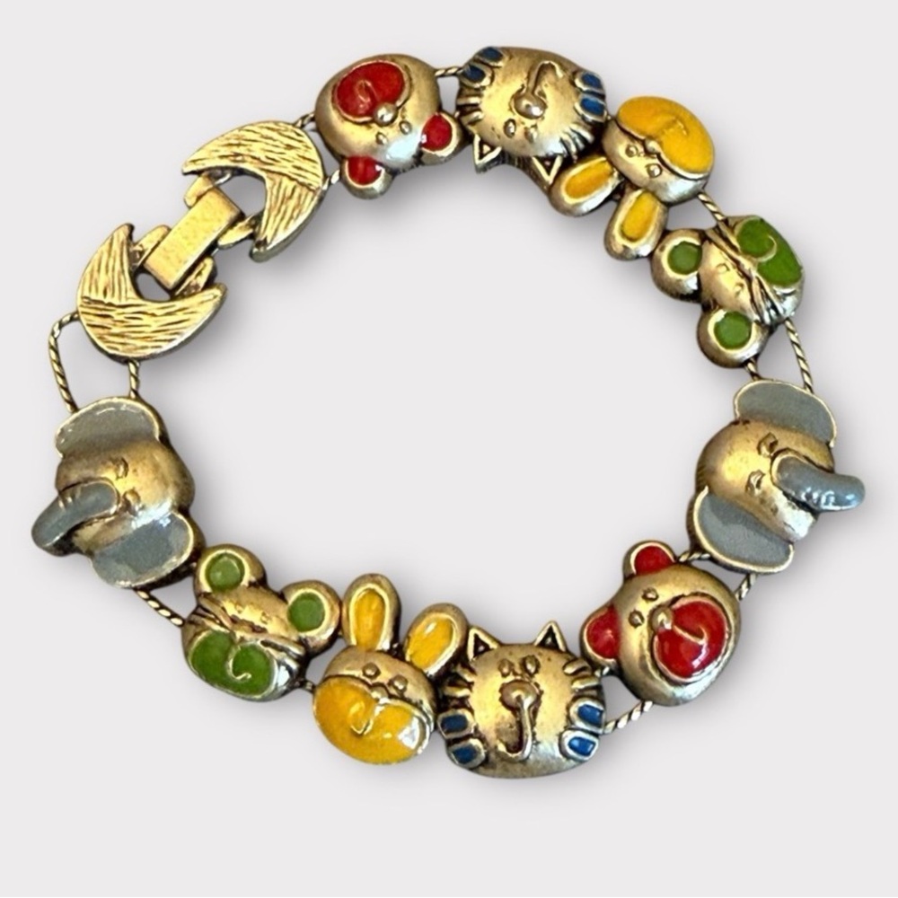 Vintage TOFA signed 1995/1996 Goldtone Animal Slider Bracelet - Picture 1 of 5